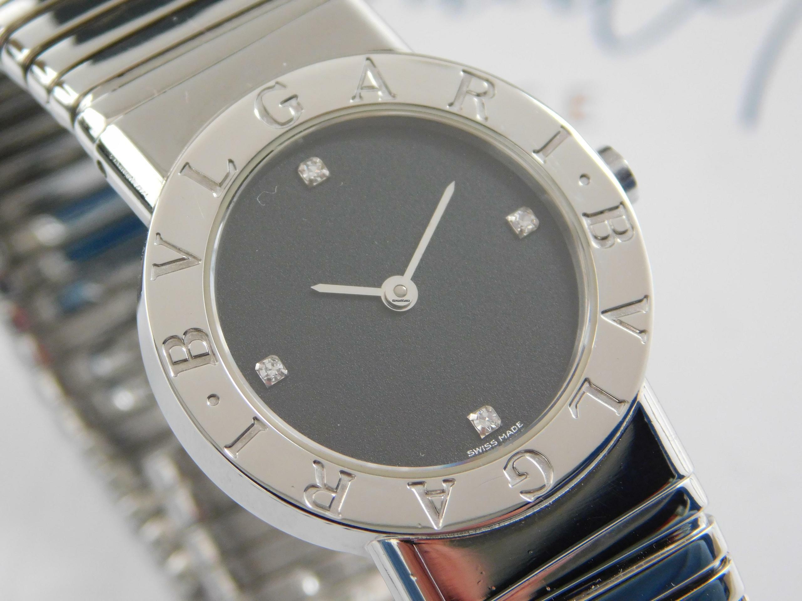  Bulgari Bulgari Tubogas Lady mit Diamanten Saphirglas Edelstahl Damenuhr mit Stahlband 26 mm </h1> 