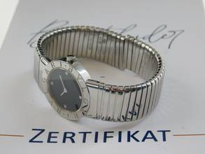 Thumbnail von Bulgari Bulgari Tubogas Lady mit Diamanten Saphirglas Edelstahl Damenuhr mit Stahlband 26 mm </h1>