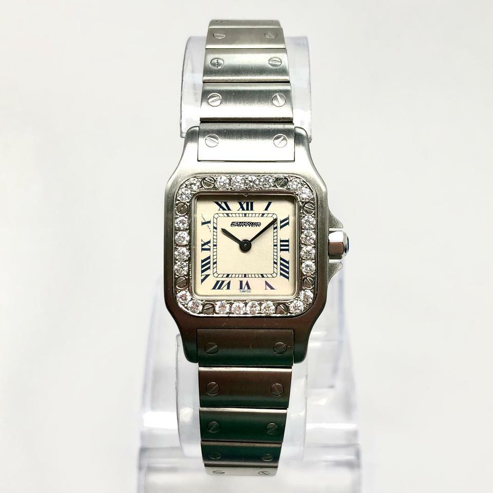  Cartier Santos Galbée Quartz 24mm Steel Watch DIAMOND Bezel </h1> 