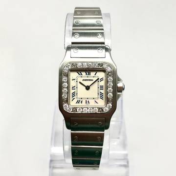  Cartier Santos Galbée Quartz 24mm Steel Watch DIAMOND Bezel </h1> 