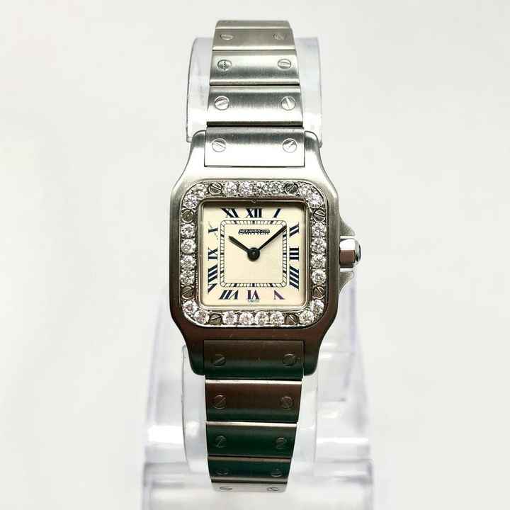  Cartier Santos Galbée Quartz 24mm Steel Watch DIAMOND Bezel </h1> 