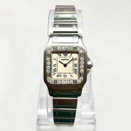  Cartier Santos Galbée Quartz 24mm Steel Watch DIAMOND Bezel </h1> 