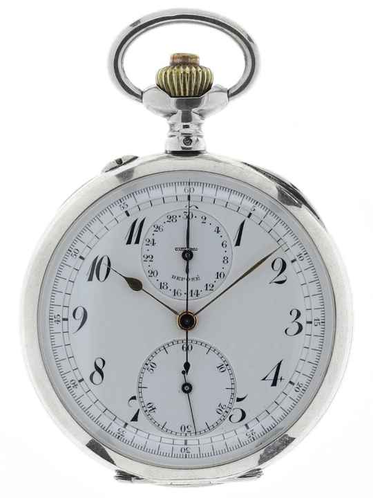  Swiss Mans open face Chronograph Pocketwatch Deposé </h1> 