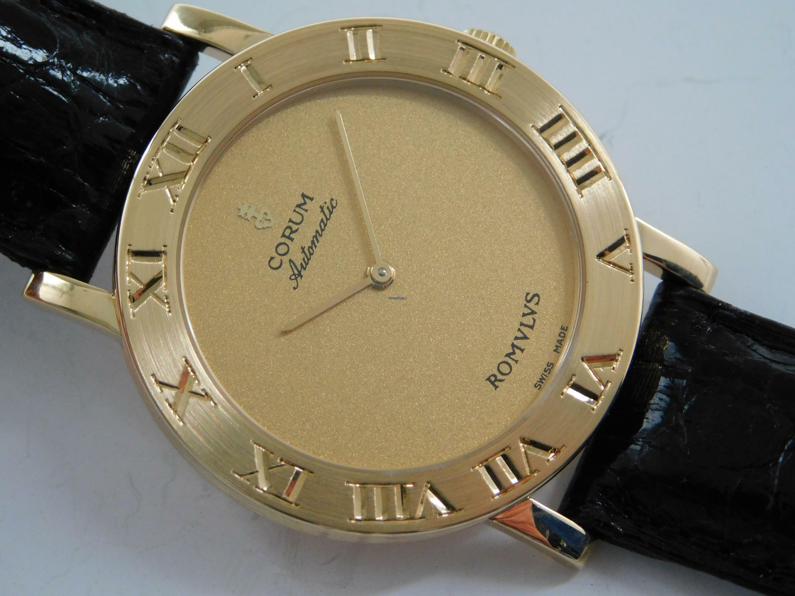 Corum Romvlvs 18 Karat Gelbgold Romulus Automatik Herrenuhr 35 mm im Best Zustand mit Box und Zubehör </h1>