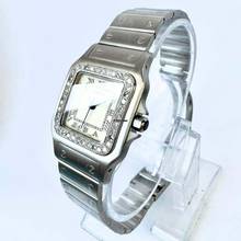 Thumbnail von Cartier Santos Galbée 29mm Quartz Steel 0.95TCW Diamond Watch </h1>