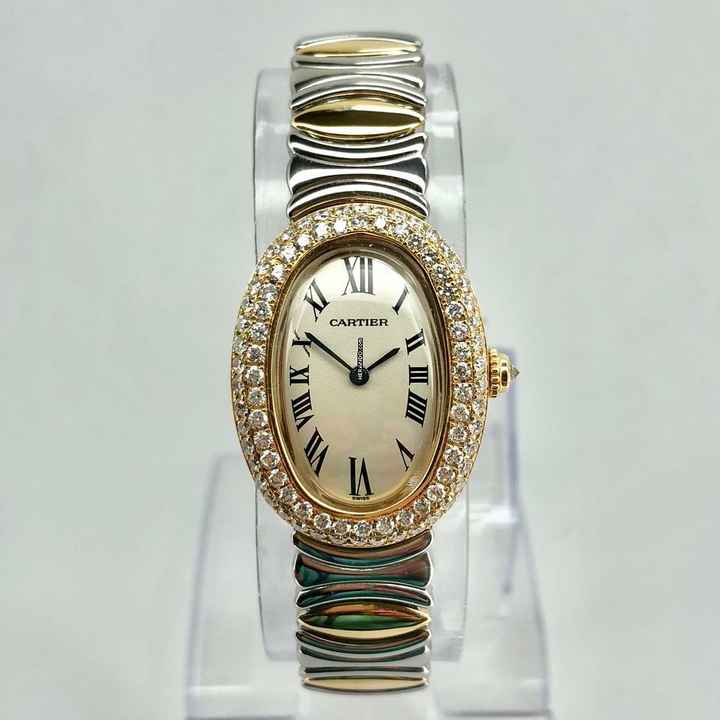  Cartier Baignoire 18K Gold & Steel 1.7TCW Diamond Watch </h1> 