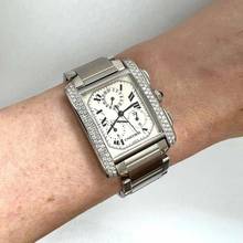 Thumbnail von Cartier Tank Française Chronograph Quartz 28mm Steel ~1TCW DIAMOND Watch </h1>