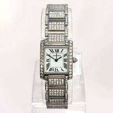  Cartier Tank Française Quartz 20mm Steel 5.5TCW Full DIAMOND Watch </h1> 