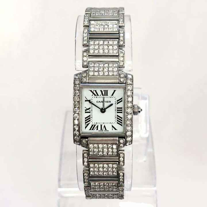  Cartier Tank Française Quartz 20mm Steel 5.5TCW Full DIAMOND Watch </h1> 