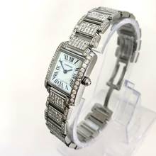 Thumbnail von Cartier Tank Française Quartz 20mm Steel 5.5TCW Full DIAMOND Watch </h1>