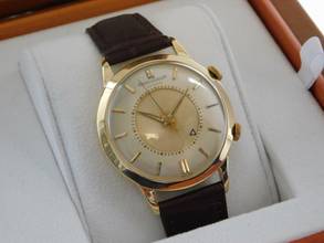 Thumbnail von Jaeger-LeCoultre Memovox 18 Karat Gelbgold Memovox Alarm Jumbo 37 mm Herrenuhr Kaliber P815 im original Zustand </h1>