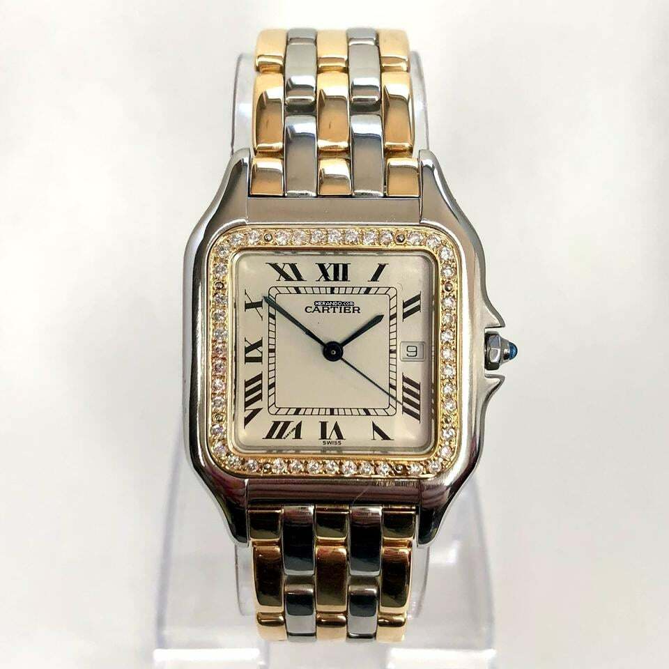  Cartier Panthère Quartz Jumbo 29mm 3 Row Gold 0.55TCW DIAMOND Watch </h1> 