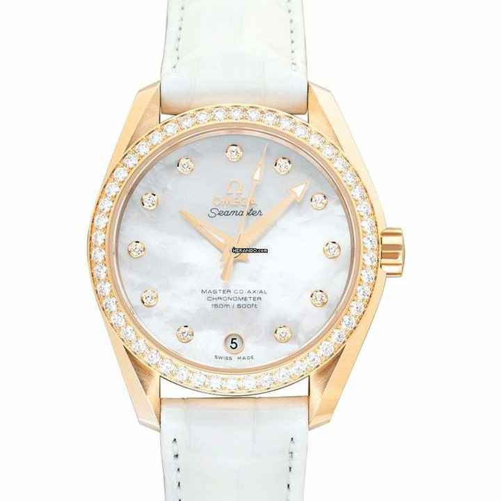  Omega Seamaster Aqua Terra 231.58.39.21.55.002 - Seamaster Automatic Mother of pearl Dial 18kt Yellow Gold Ladies Wat </h1> 