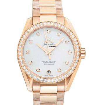  Omega Seamaster Aqua Terra 231.55.39.21.55.001 - Seamaster Automatic Mother of pearl Dial 18kt Rose Gold Ladies Watch </h1> 
