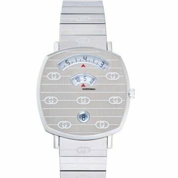  Gucci YA157401 - Grip 38mm Stainless Steel GG Engraved Watch </h1> 