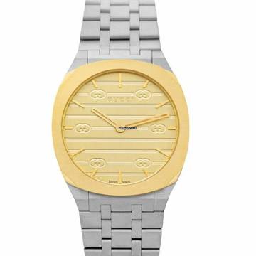  Gucci YA163403 - GUCCI 25H Quartz Gold Dial Ladies Watch </h1> 