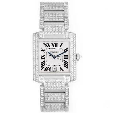  Cartier Tank Française Automatic 28mm Steel DIAMOND Watch </h1> 