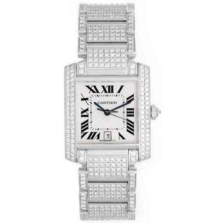  Cartier Tank Française Automatic 28mm Steel DIAMOND Watch </h1> 