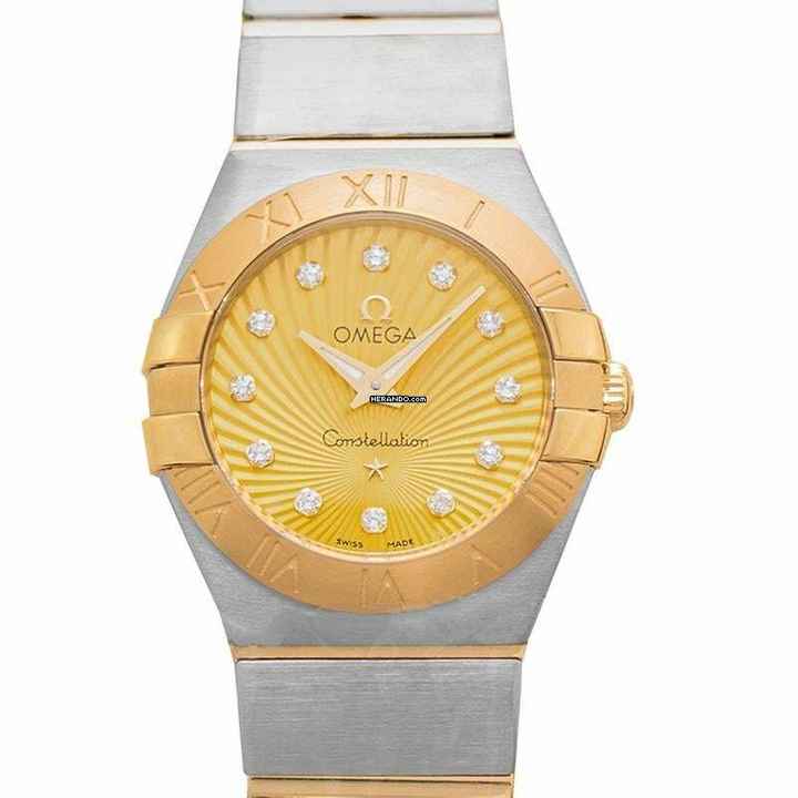  Omega Constellation Quartz 123.20.24.60.58.001 - Constellation Quartz 24 mm Quartz Gold Dial Diamond Indexes Ladies W </h1> 