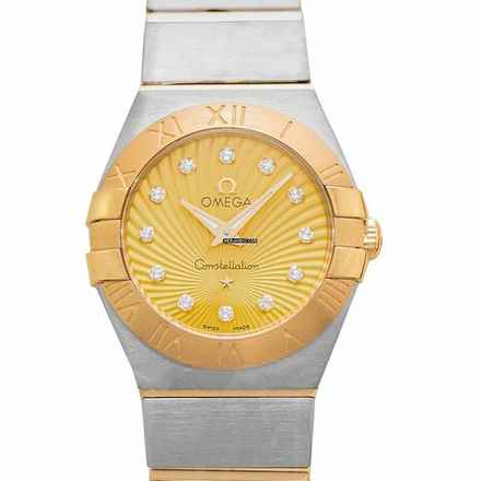  Omega Constellation Quartz 123.20.24.60.58.001 - Constellation Quartz 24 mm Quartz Gold Dial Diamond Indexes Ladies W </h1> 