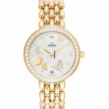  Omega De Ville Prestige 424.55.33.20.55.008 - De Ville Automatic Mother of pearl Dial 18kt Yellow Gold Ladies Watc </h1> 