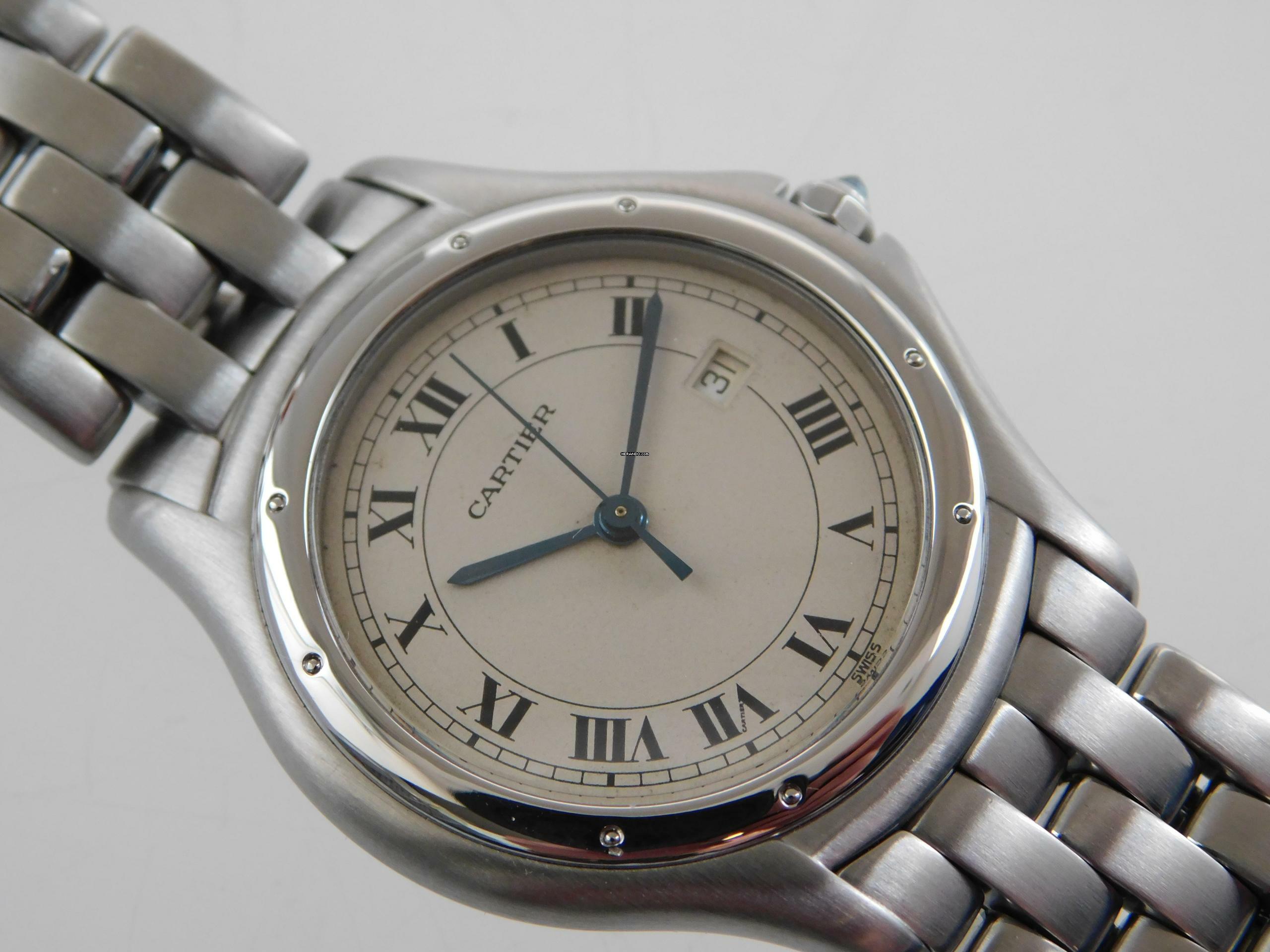  Cartier Cougar Panthere Cougar Stahl XL mit Datum im Traum Zustand mit original Box  