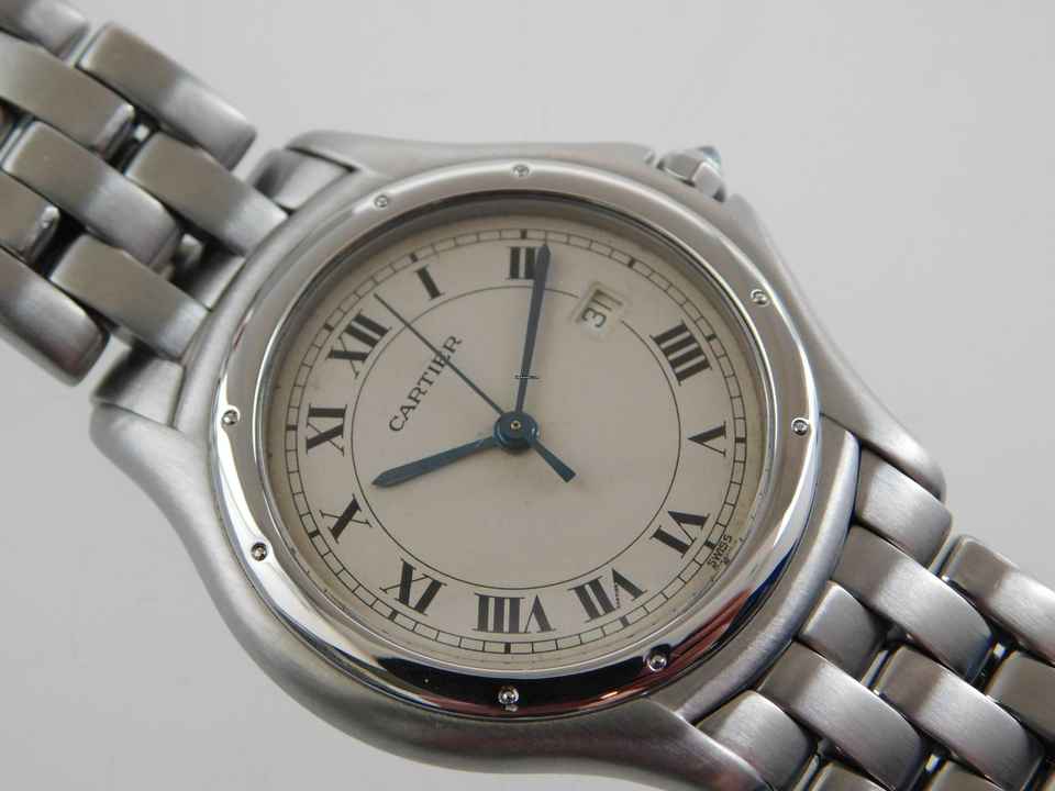  Cartier Cougar Panthere Cougar Stahl XL mit Datum im Traum Zustand mit original Box  