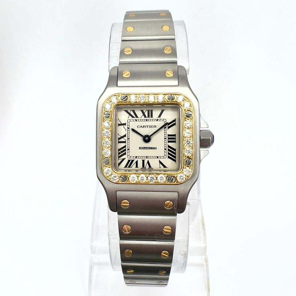  Cartier Santos Galbée 24mm Quartz 2 Tone 0.7TCW Diamond Watch NEW Model </h1> 