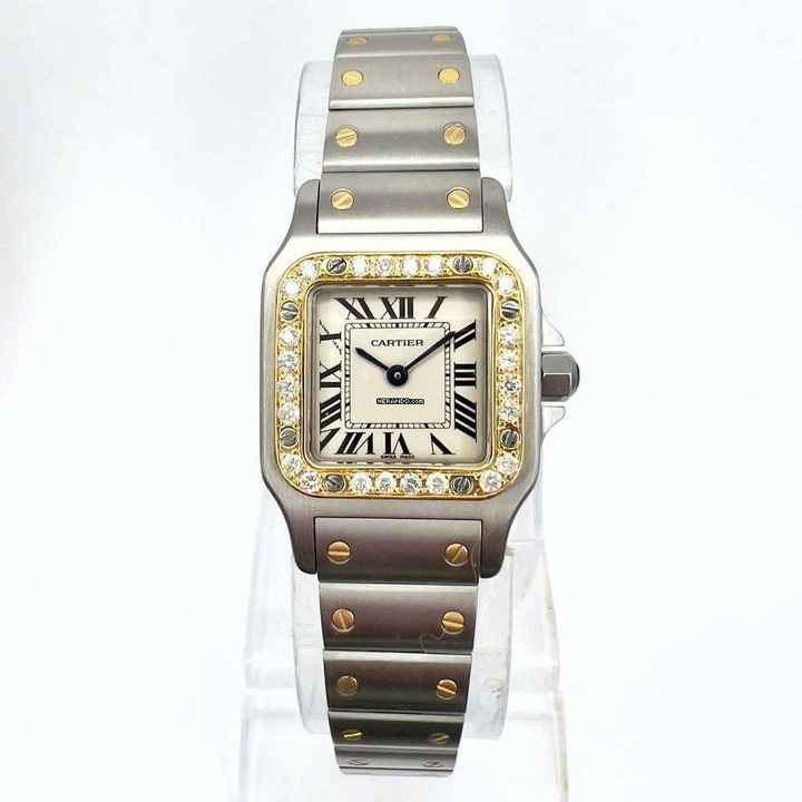  Cartier Santos Galbée 24mm Quartz 2 Tone 0.7TCW Diamond Watch NEW Model </h1> 