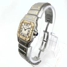Thumbnail von Cartier Santos Galbée 24mm Quartz 2 Tone 0.7TCW Diamond Watch NEW Model </h1>