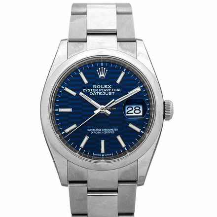 Rolex Datejust 36 126200-0022 - Rolex Datejust 36mm Stainless Steel Bright blue Index Oyster </h1> 