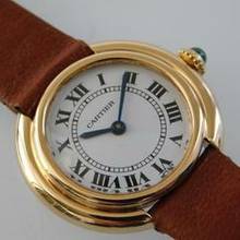 Thumbnail von Cartier 18 Karat Gelbgold Ellipse Gondolo mit Paris Blatt Handaufzug Vendome Damenuhr 26 mm </h1>
