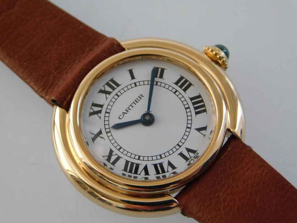  Cartier 18 Karat Gelbgold Ellipse Gondolo mit Paris Blatt Handaufzug Vendome Damenuhr 26 mm </h1> 