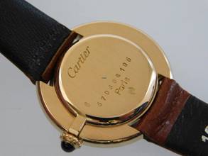 Thumbnail von Cartier 18 Karat Gelbgold Ellipse Gondolo mit Paris Blatt Handaufzug Vendome Damenuhr 26 mm </h1>