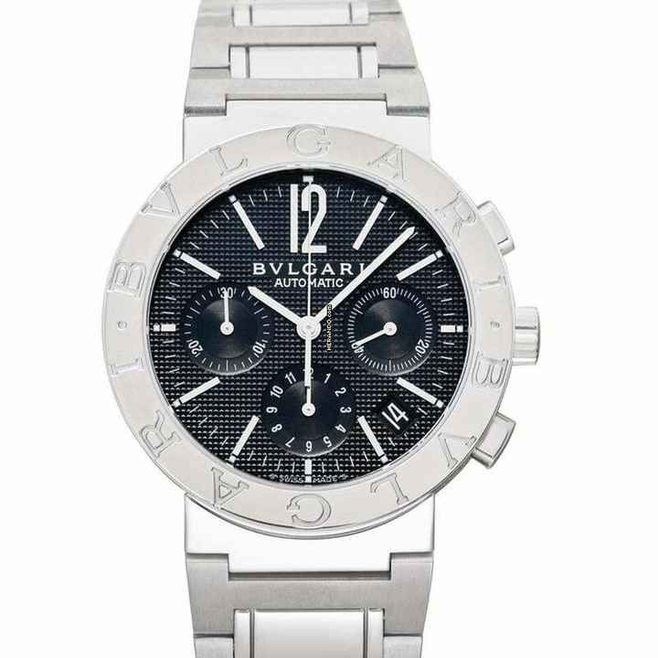  Bulgari 101377 - Chronograph Automatic Black Dial Stainless Steel Men's Watch </h1> 