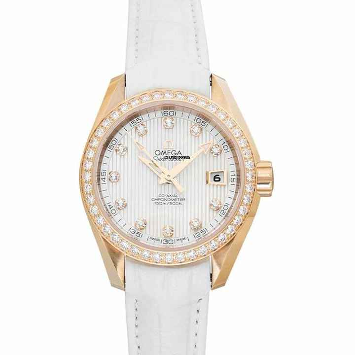  Omega Seamaster Aqua Terra 231.58.30.20.55.001 - Seamaster Automatic White Dial 18kt Rose Gold Ladies Watch </h1> 