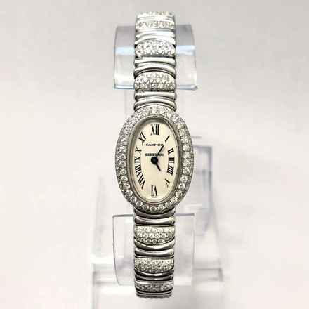  Cartier Baignoire Mini 18K White Gold ~3.5TCW Diamond Watch </h1> 