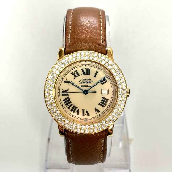  Cartier RONDE GP Silver 1.35TCW Diamond Watch </h1> 