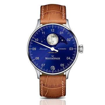  Meistersinger Lunascope Einzeiger Herrenuhr mit Mondphase Automatik LS908 
