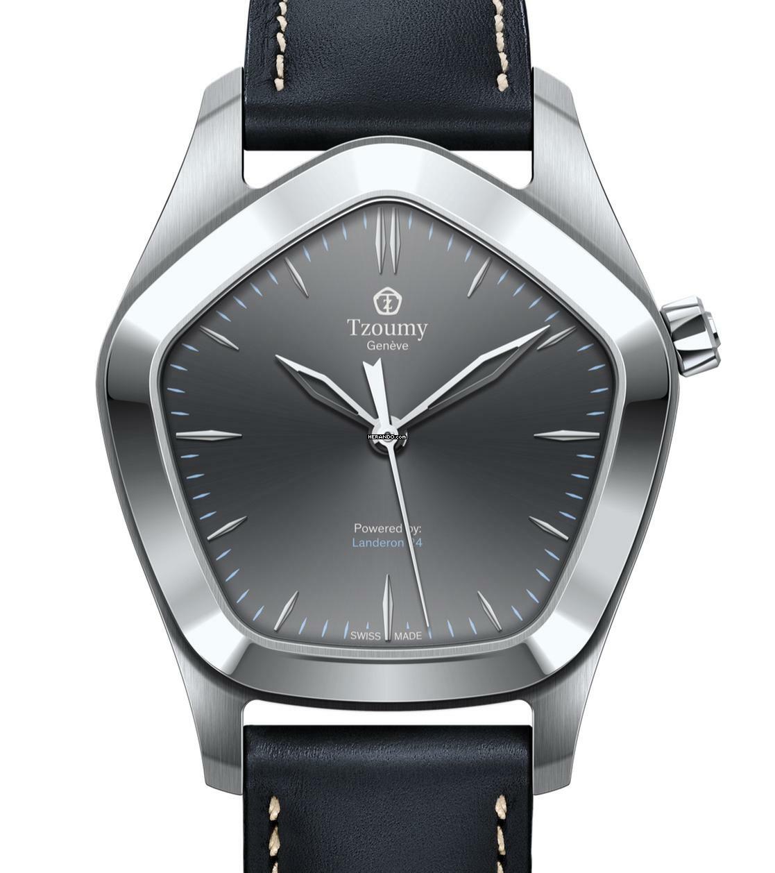 Tzoumy Genève Anthrazit Rhodinierte Sekunde (5-Jahre Garantie)