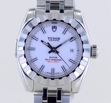  Tudor Classic Date 28mm Lady White Dial Stahl selten Neu ungetragen 