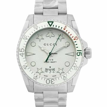  Gucci Dive YA136336 - Dive Quartz Silver Dial Stainless Steel Men's Watch </h1> 