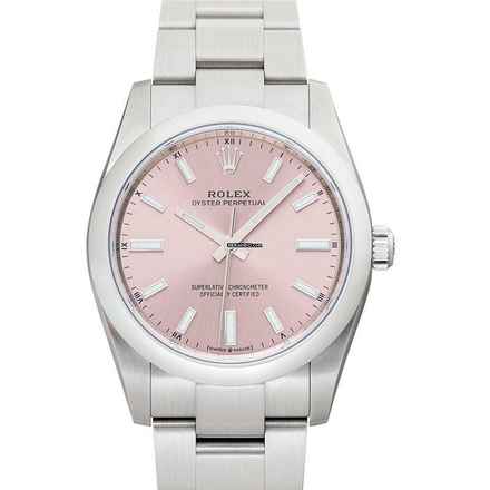  Rolex Oyster Perpetual 34 124200-0004 - Oyster Perpetual Automatic Pink Dial Stainless Steel Ladies Watch </h1> 