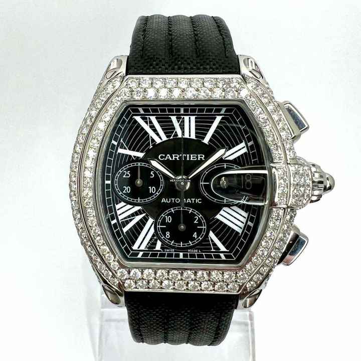  Cartier Roadster 2618 Automatic 42mm Steel ~5.5TCW Diamond Watch </h1> 