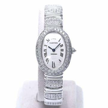  Cartier Baignoire 23mm Quartz 18K WG ~4TCW Diamond Watch </h1> 