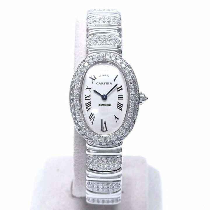  Cartier Baignoire 23mm Quartz 18K WG ~4TCW Diamond Watch </h1> 
