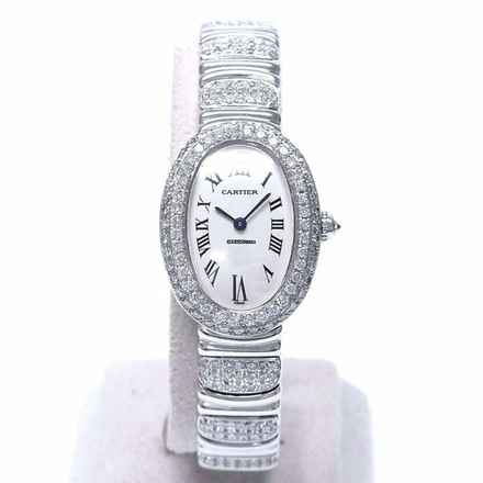  Cartier Baignoire 23mm Quartz 18K WG ~4TCW Diamond Watch </h1> 