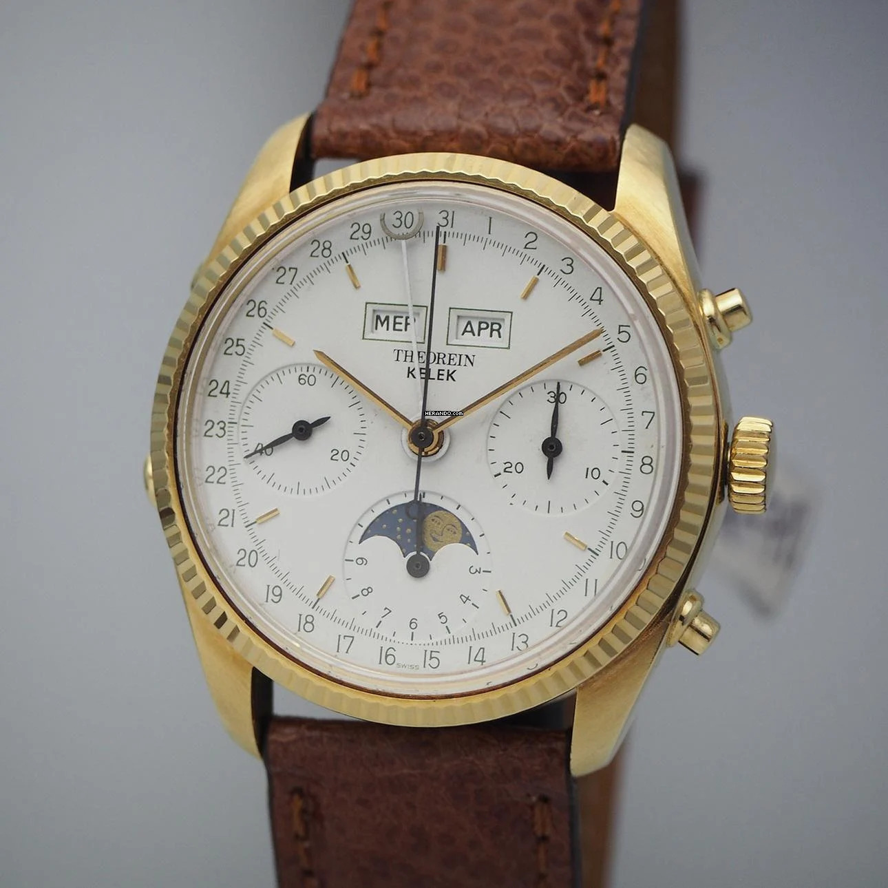  Theorein Kelek Vollkalender Moon Chronograph 1003 Valjoux 88 / 18k-Gold Box+Papiere </h1> 