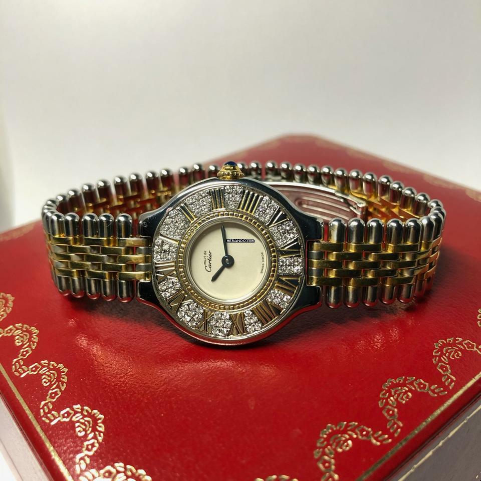  Cartier 21 Must de Cartier Quartz 28mm 2 Tone Watch 0.41TCW Diamonds </h1> 