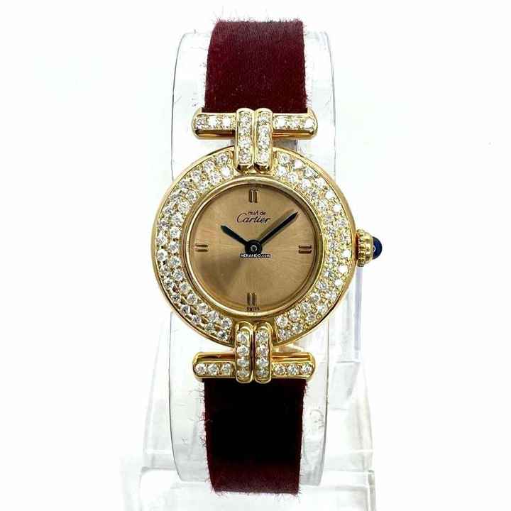  Cartier VERMEIL COLISÈE Quartz GoldPlated Argent Watch 0.89TCW Diamonds </h1> 